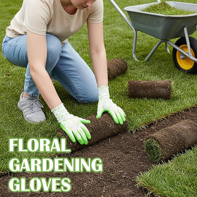 2 Pairs Garden Gloves for Women, Breathable Rubber Coated Gardening Gloves, Outdoor Indoor Work Glove Women for Yard Home Garden Tool Set(Medium Size, Purple+Green)