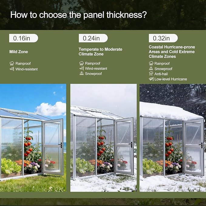 UMIG 8 PCS 6' x 2' x 0.24'' Polycarbonate Greenhouse Panels, Twin-Wall Waterproof UV Protected Corrugated Plastic Roof Panels Sheets, Clear Replacement Panels for Greenhouse, Outdoor, Plant