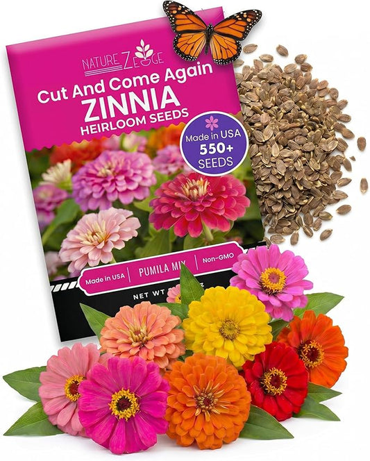 NatureZ Edge Zinnia Seeds for Planting Outdoors, Flower Seeds, Bulk Semillas De Flores para Sembrar, Pumila Mix 4.2 g