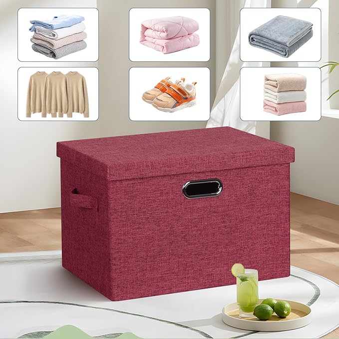 Storage Bins with Lids Fabric Closet Organizers Cubes Office Organization