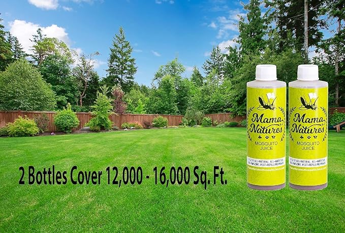 Mama Nature's Mosquito Juice - All Natural, Non-Toxic Mosquito & Tick Spray for Yard - DEET-Free Organic Outdoor Repellent for Lawn, Patio, Garden & Backyard - Safe for Kids, Pets & Plants | 2-Pack