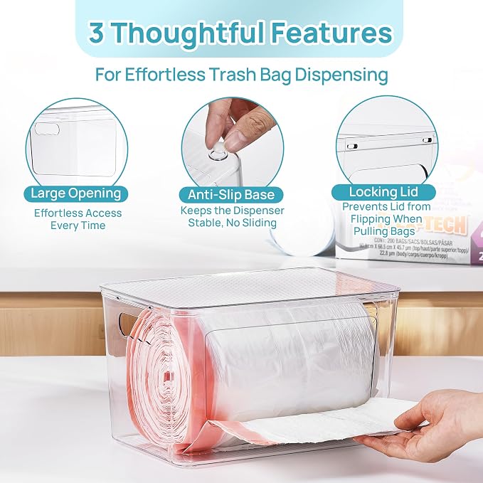 Vtopmart 2 Pack Clear Trash Bag Holder, Stackable Garbage Bag Dispenser