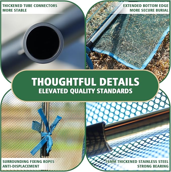 99x49x72inch Crop Cage for Garden, Large Tunnel Plant Netting Cover,4 Roll-Up Zipper Door Garden Cage,Bug Netting Cover for Vegetables &Fruits,Durable Raised Garden Ded Covers Garden Netting
