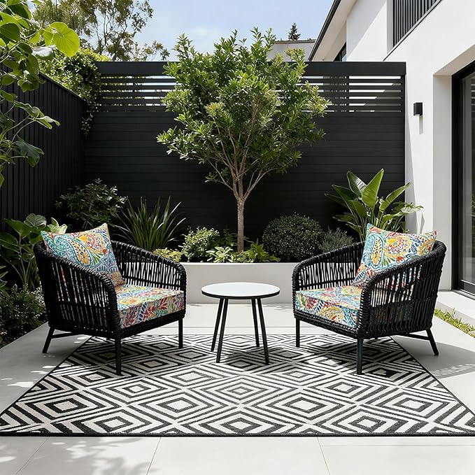 LVTXIII Outdoor Deep Seat Cushion 24"x24"x4" Patio Seat and Back Cushion Set Seasonal Chair Cushion for Dining Arm Chairs, Wicker Chairs and Garden Furniture Decoration, Paisley Multi
