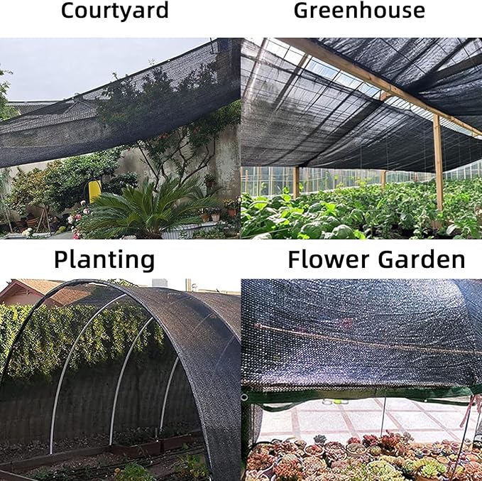 Shade Cloth with Grommets 10x10ft, 70% Sunblock Mesh Tarp & Outdoor Sun Shade for Garden Patio, Sun Shade Outdoor Cover, Plant Covers Freeze Protection for Greenhouse, Kennel, Lawn Black