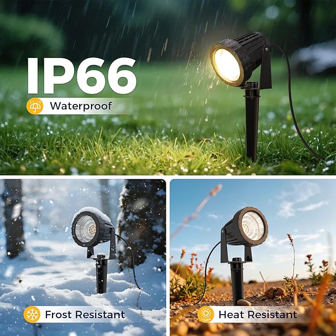 L LOHAS LED 5W Dusk to Dawn Outdoor Lighting, Auto On/Off 3000K Landscape Outdoor Spotlight, IP66 Waterproof Plug in Spot Lights for Yard, Garden, House, Pathway, Plant, UL Listed (6 Pack)