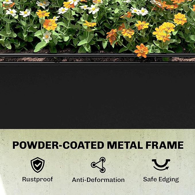 Outsunny Raised Garden Bed with Flip-Up Greenhouse Cover, Metal Elevated Garden Bed with Legs and Drainage Hole, Outdoor Raised Planter Box for Vegetables Herbs Flowers, 39.4" x 18.9" x 52.8", Black