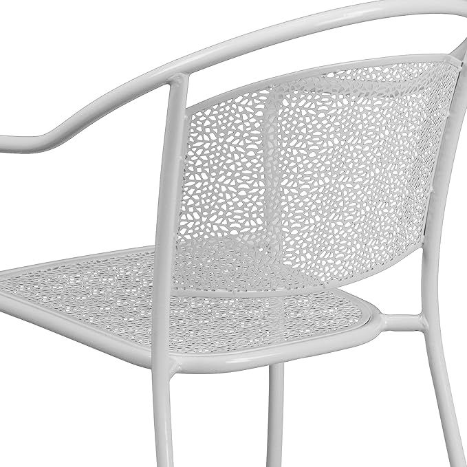 Flash Furniture Oia Commercial Grade 5 Pack White Indoor-Outdoor Steel Patio Arm Chair with Round Back