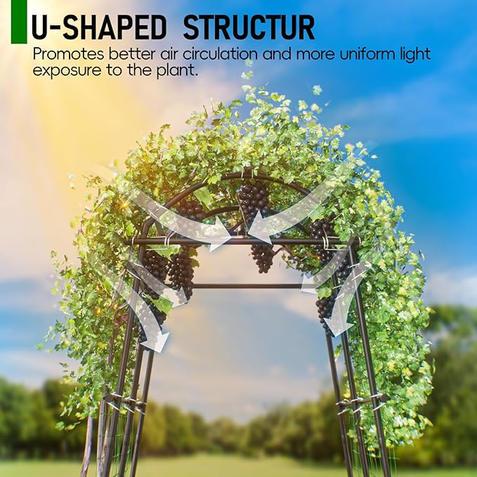SPECILITE Garden Arch Trellis 86 in Extra Tall for Climbing Plants Outdoor, Steel Stainless Arched Arbors Tunnel Trellis with Netting, Includes Sure Clips, Cable Ties for Cucumber Tomato Vines