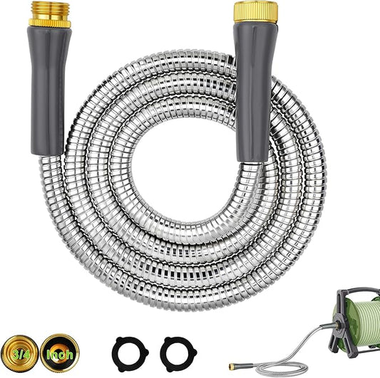 Short Metal Water Hose 6ft,Stainless Steel Garden Hose with Male & Female Connectors,Kink-Free Leakproof Flexible Hose Extension Adapter Water Pipe Extender for Hose Reel,Yard,Lawn,RV,Outdoor,Faucet