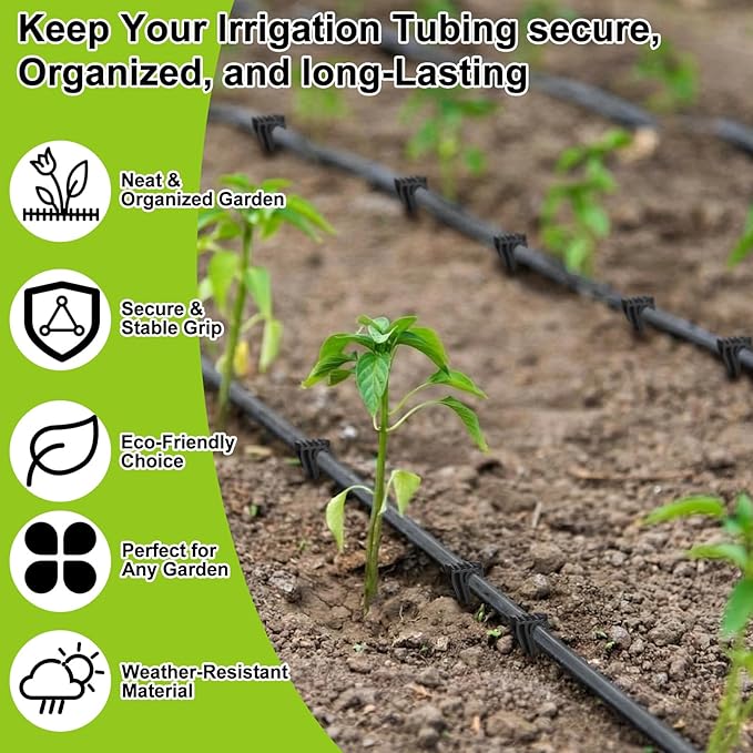 Glooglitter 120 Pack 1/4 Inch Irrigation Tubing Hold Down Plastic Anchor Stakes Drip Irrigation Support Stakes Ground Garden Hose for Garden Greenhouse Sprinkler Landscaping