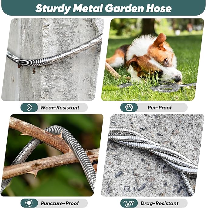 Garden Hose with 10-Function Nozzle, Leak-proof Metal Connector Hose, No Knots, Kink-Free Hoses, Lighter, Anti-Pets, Wear-Resistant, 3/4 GHT, Water Hose for Garden, Yard, Outdoor（75 FT）