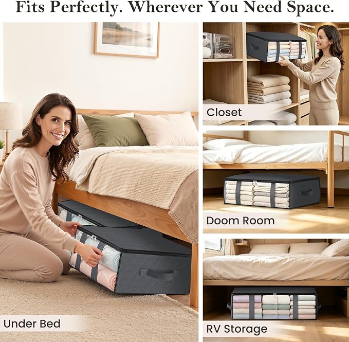 StorageRight Under Bed Storage Bags, 2 Pack, 40L, Gray