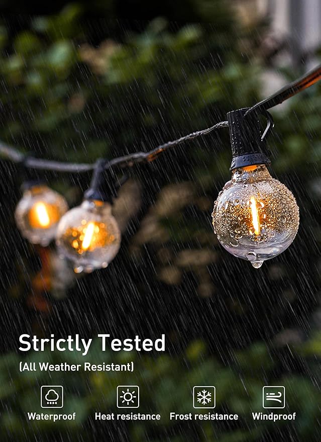 Brightown 25 Pack G40 LED Replacement Bulbs, E12 Base, 2200K Warm White, Shatterproof Waterproof Dimmable 1.5 Inch Globe Bulbs for Indoor & Outdoor Patio Backyard Home Lighting