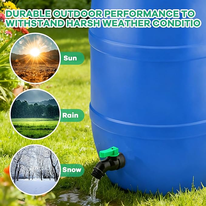 Plastics Rain Barrel Spigot, High Flow Valve Core, Large Flow Water Tank Faucet,Plastic Spigot for 5 Gallon Bucket，3/4 NPT Inlet x 3/4 GHT Outlet Bulkhead Valve for Outdoor Plastic Bucket