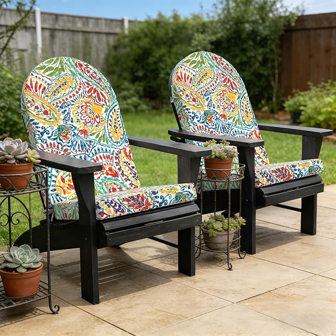 Outdoor Foam Adirondack Cushion, Water Repellent Foam Cushion for Adirondack Chairs Patio Furniture, 44 x 19 Inch, Paisley Multi