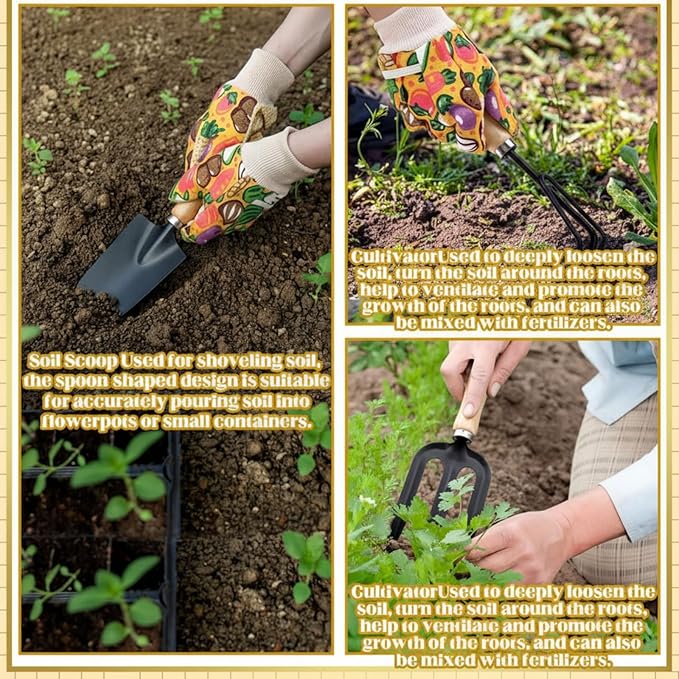 Lasnten 16 Pcs Mothers Day Garden Gift for Mom Women Dasiy Gardening Supplies Birthday Garden Tools Set from Daughters Gloves Apron Insulation Cup Fork Trowel Tote Bags for Planter Present