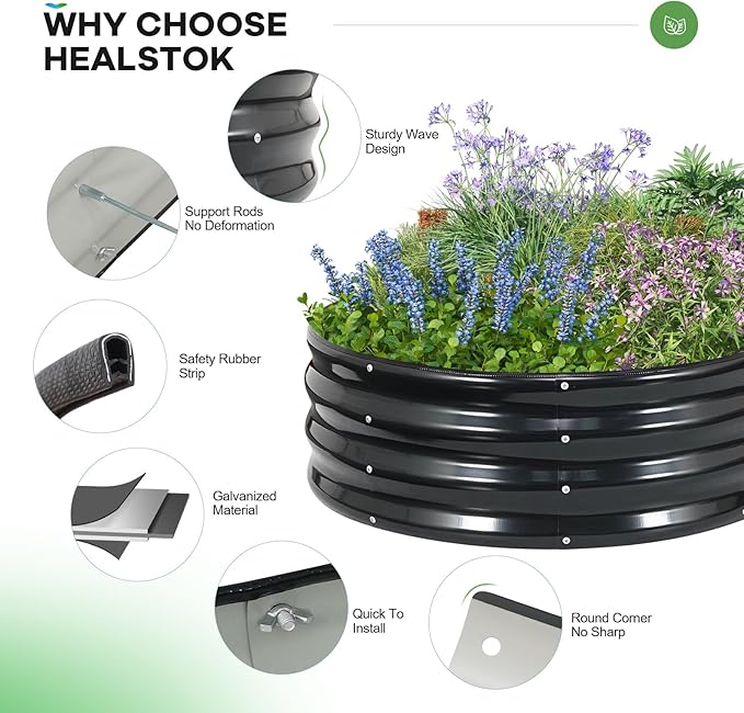 Galvanized Raised Garden Beds Outdoor, 6x3x1ft Oval Metal Raised Beds for Gardening, Rust-Resistant Garden Planter Box for Planting Vegetables, Flowers, Fruits in Backyard, Patio, Lawn(Grey)