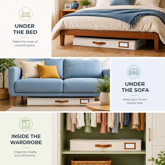 HOMELUX THEORY Under Bed Storage, Large 2pc with Lid, Ivory