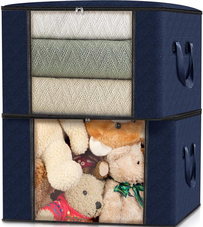 Fab totes 10 Pack Storage Bags for Clothes Blanket Storage Bins with Lids