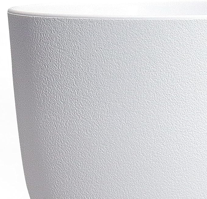 4Pack 8 Inch Flower Pots Planters for Indoor Outdoor Plastic Plant Pots with Drainage Hole and Saucers Modern Decorative Garden Pot, White