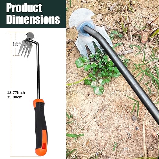 Weed Puller Tool, Upgrade Durable Garden Weeder Tools, Dual Purpose Manual Weed Removal Tool with Manganese Steel Teeth, Portable Uprooting Weeding Tool for Vegetable Gardens Backyards
