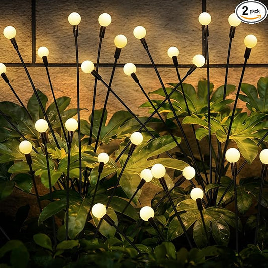 Solar Garden Lights – Swaying LED Solar Lights Outdoor Decorations, Waterproof Yard & Patio Lights with Flexible Iron Wire & Heavy Bulb Base for Garden Decor,Warm White (2 Pack)