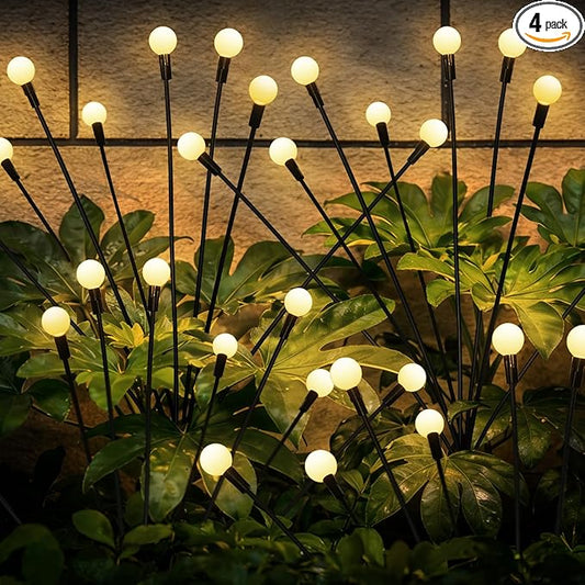 Solar Garden Lights – Swaying LED Solar Lights Outdoor Decorations, Waterproof Yard & Patio Lights with Flexible Iron Wire & Heavy Bulb Base for Garden Decor,Warm White (4 Pack)