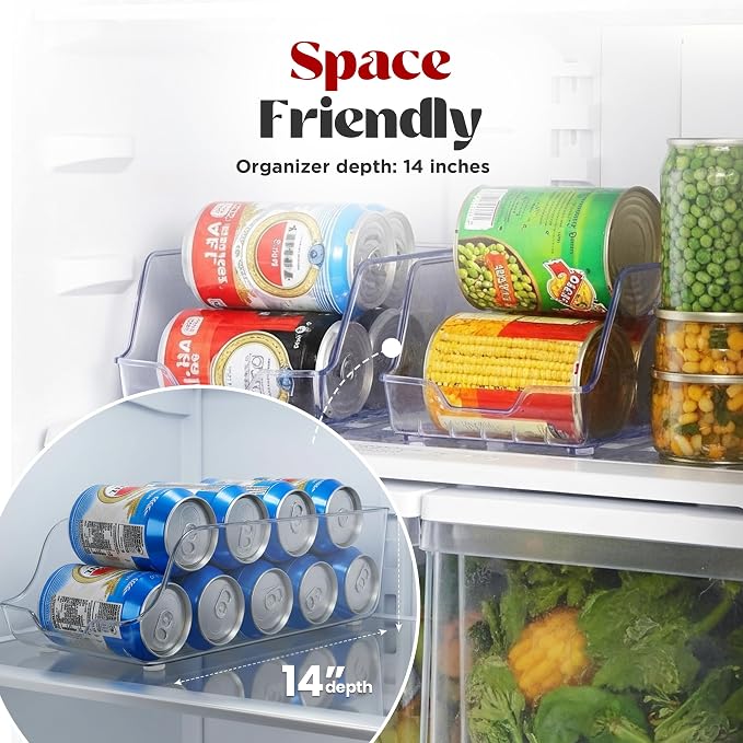 Utopia Kitchen Soda Can Organizer for Refrigerator & Pantry, 6 Pack, Clear | Durable Can Storage Organizer for Fridge & Kitchen Organization