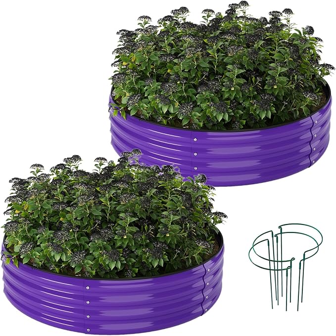 ZFHgarden Galvanized Metal Planter Raised Garden Bed Kit for Gardening Outdoor Garden Box Raised Flower Bed 2PC Purple 2X2X1FT