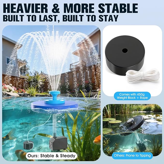 Large Pond Fountain,Floating Pool Fountain with LED Lights,Big Floating Water Fountain Pump,Pond Fountain Aerator with Anchor,Outdoor Pool Water Feature for Pond,Garden (Corded Electric,33FT Cord)