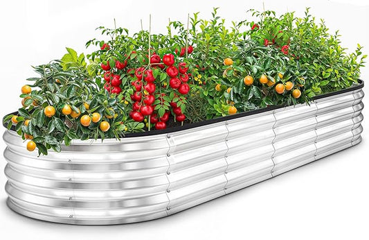 Utopia Home Galvanized Raised Garden Bed, 6x2x1 Ft Lightweight Planter Boxes Outdoor with Easy Assembly, Large Garden Bed for Vegetables, Fruits, Flowers, Silver