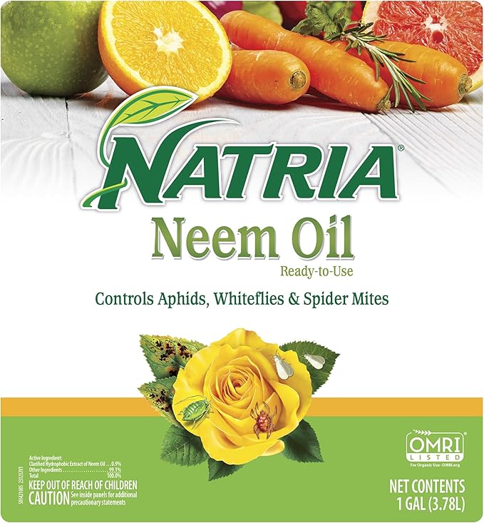 Natria Neem Oil Spray for Gardening - Ready-to-Use - Pest Control & Disease Control - Use for Houseplants and Home Gardens - 1 gal Bottle