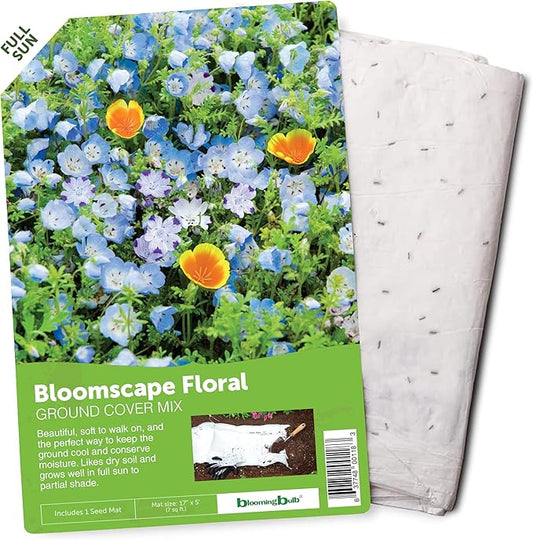 Seed Mat - Easy to Plant and Grow Garden Seeds - Creates Fragrant, Vibrant Flower Garden (BloomScape Floral Ground Cover Blend - 1 mat)
