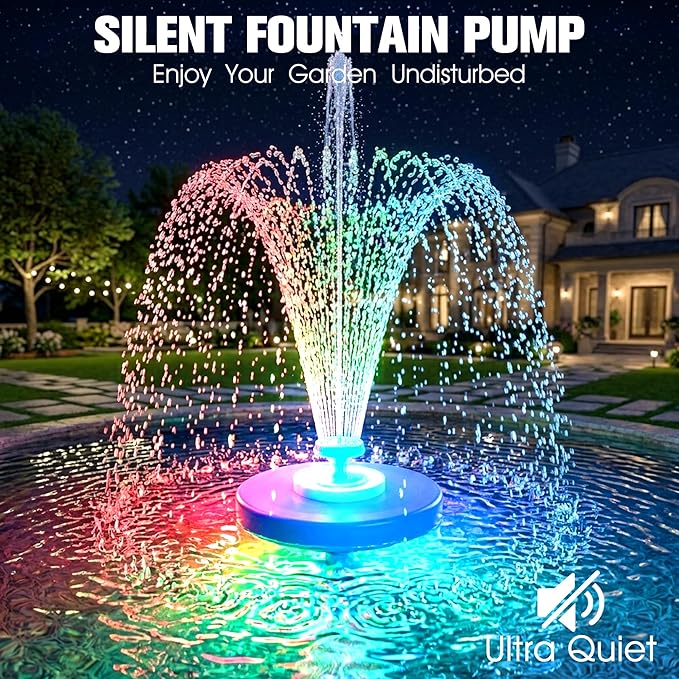 Large Pond Fountain,Floating Pool Fountain with LED Lights,Big Floating Water Fountain Pump,Pond Fountain Aerator with Anchor,Outdoor Pool Water Feature for Pond,Garden (Corded Electric,33FT Cord)