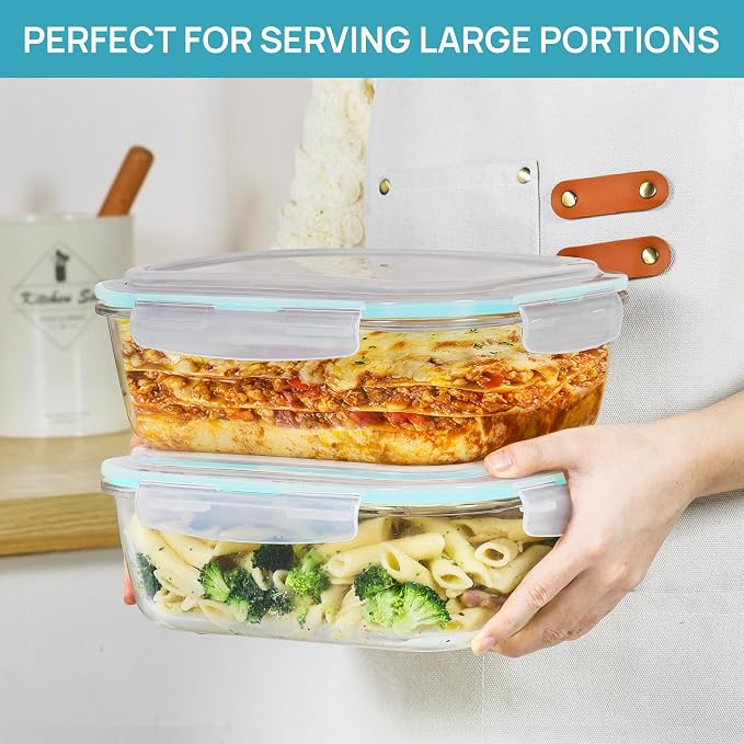 Vtopmart 2Pack 2260ml/76.4oz Extra Large Glass Storage Containers, Green