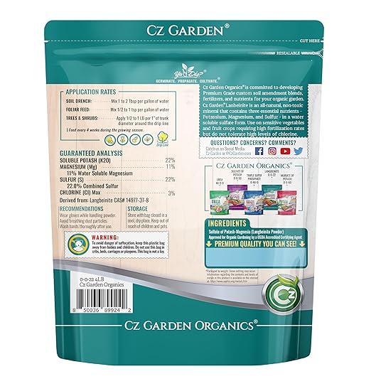 Organic Langbeinite 0-0-22 Sul-Po-Mag - Made in USA - OMRI Listed - Soil Amendment for Indoor/Outdoor Plants & Flower Gardens. Water Soluble Potassium/Magnesium/Sulfur. 3LB Low Chlorine Fertilizer
