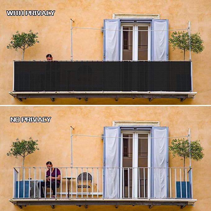 SUNLAX Custom Size 3.3'x3' Black Fence Covering Privacy Screen Windscreen with Bindings & Grommets,Heavy Duty for Commercial and Residential, 90% Blockage, Cable Zip Ties Included