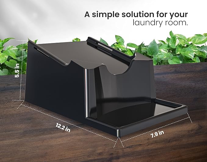 Liquid Laundry Detergent Holder Stand with Drip Tray - 1 Pack - Black | Easy Pouring, Rubber Feet, Secure Strap, Angled Stand, Fabric Softener Dispenser for Laundry Room Organization & Storage