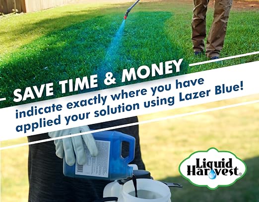 Liquid Harvest Lazer Blue Concentrated Spray Pattern Indicator - 1 Gallon (128 Ounces) - Perfect Weed Spray Dye, Herbicide Dye, Fertilizer Marking Dye, Turf Mark and Blue Herbicide Marker (Pack of 2)