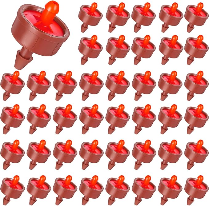 60Pcs 4 GPH Pressure Compensating Irrigation Drippers, Watering Spot GPH Dripper Drip Emitters Heads Constant Flow Outlet Heads for 1/4 Inch Irrigation Tubing for Garden Irrigation System