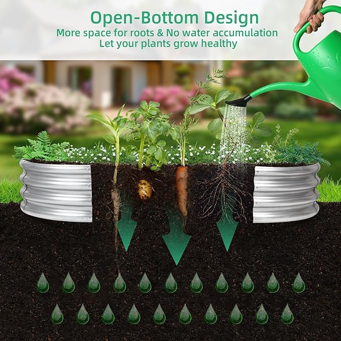 8×4×1 ft Large Galvanized Raised Garden Bed Outdoor, Easy Assembly Metal Planter Box for Gardening, Vegetables, Herbs, Flower