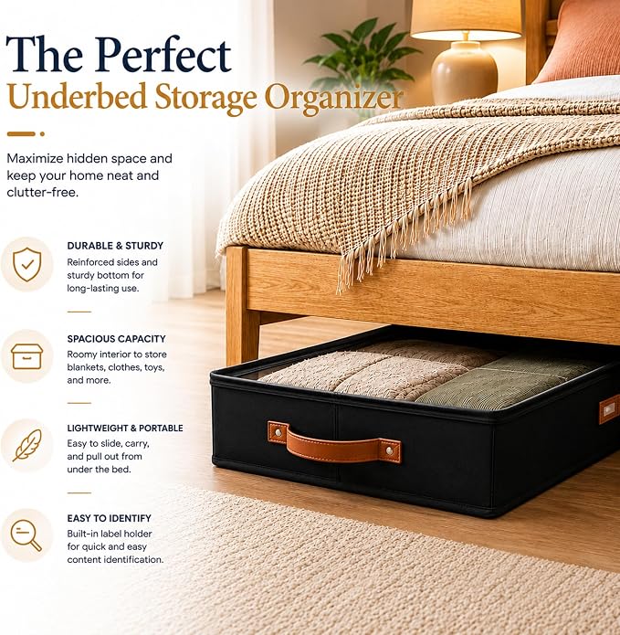 HOMELUX THEORY Under Bed Storage, Medium 2pc with Lid, Black