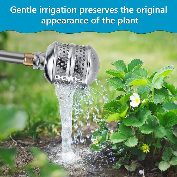Dreyoo 2 Set Bubbler Sprinkler Heads, 3/4 Inch Internal Thread Rustproof Aluminum Diffuser Flood Nozzle for Yard, Vegetable Garden, Soaker Sprinkler with 40 Inch Tape