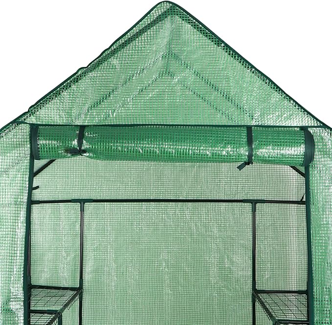 HomGarden HomGarden Greenhouse,57 x 57 x 76'' Greenhouses for Outdoors 3-Tier 8 Shelves Plant Flower Tent Lawn Patio Garden Plant Shelf Green House w/PE Cover and Zipper Door