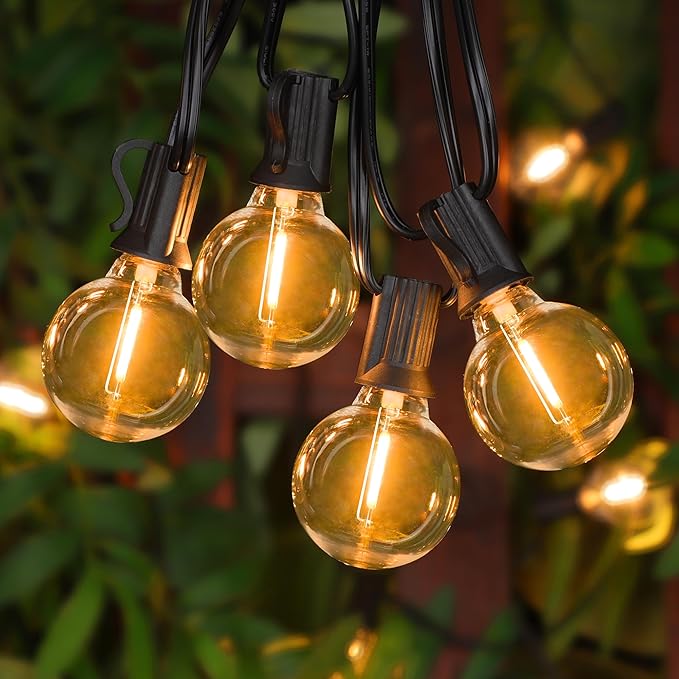 Mlambert G40 Replacement LED Light Bulbs, Waterproof Clear Globe Bulbs fits E12 Candelabra Bulb Base, 1W Equvalent to 5W Incandescent Bulb for Indoor Outdoor Patio String Lights, Amber Warm，25 Pack