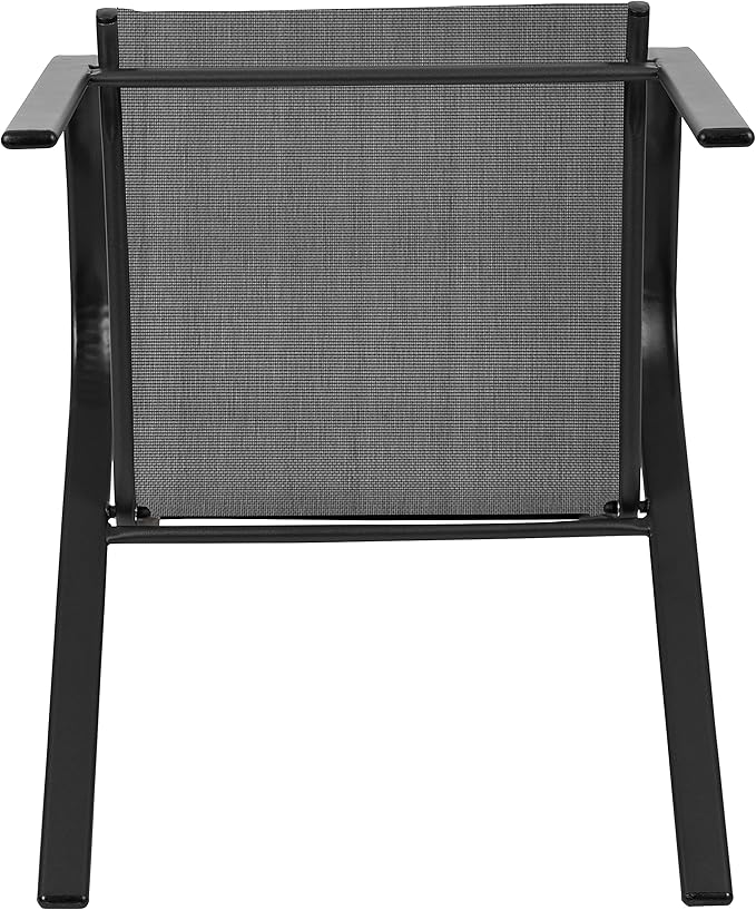 Flash Furniture Brazos Series Outdoor Stackable Patio Chairs with Flex Comfort Material, Stacking Outdoor Modern Sling Patio Chairs, Black (Pack of 4)