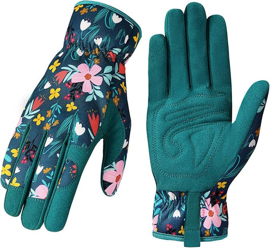 Trifabricy Gardening Gloves for Women, Breathable Leather Garden Gloves with Grip, Thorn-Proof Puncture-Resistant Work Gloves
