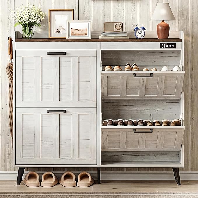 ChooChoo Shoe Storage Cabinet with 4 Flip Drawers and Deodorizer