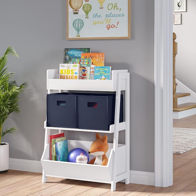 RiverRidge Folding Storage Bins - 4-pack of 10in Tall Navy Cubes